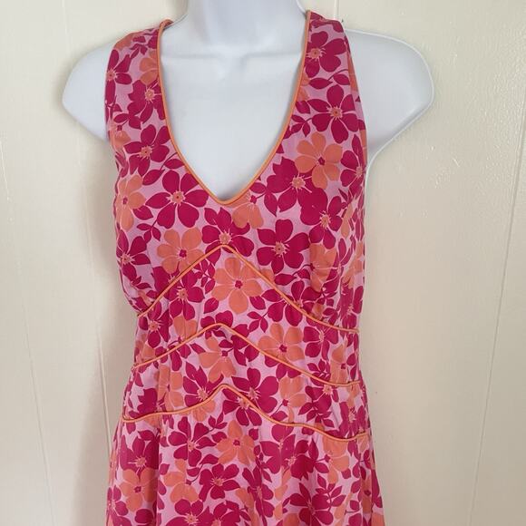 Y2K Pink Floral Halter Dress Size 14 Fit & Flare Babydoll Retro Summer - Picture 2 of 12